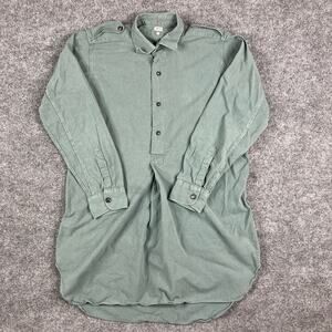 Sanfor Military Oversized Long Shirt Dress Womens Size 10 Green ButtonUp Vintage